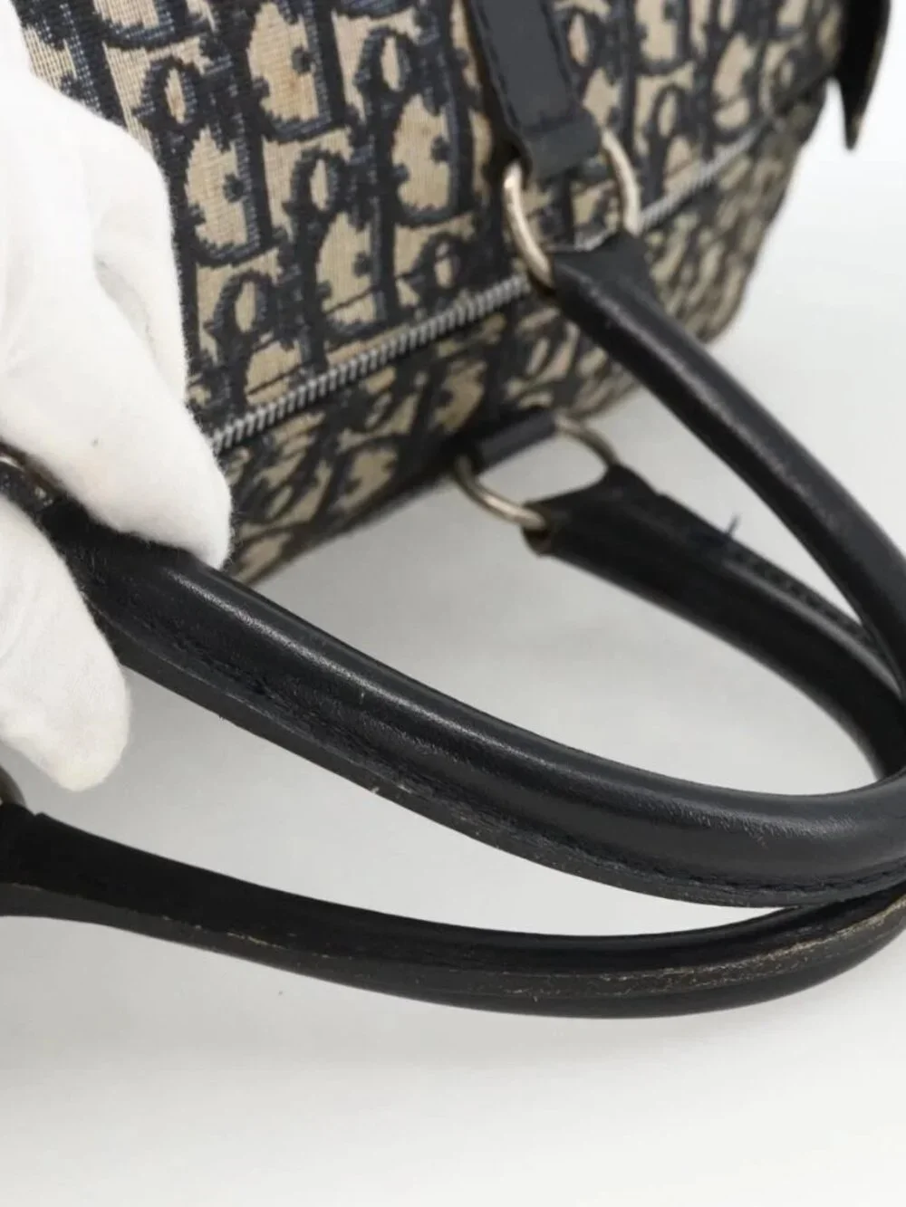 Christian Dior Trotter Canvas Boston Bag Navy Silver Auth ka2812 - Picture 8 of 16